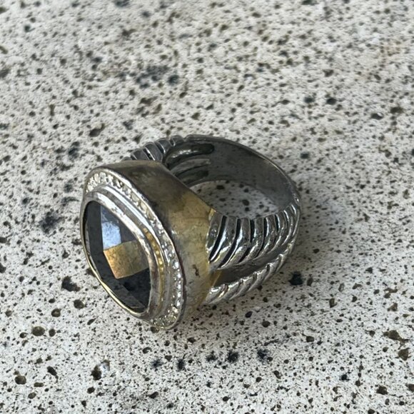 Black Faceted Cocktail Ring - Sz. 8-1/2 - Picture 4 of 6